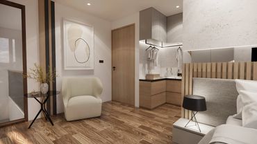 Warm, inviting bedroom interior.