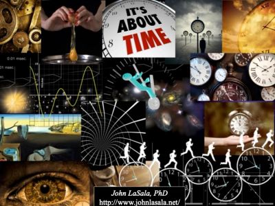Collage of images representing various concepts of time.