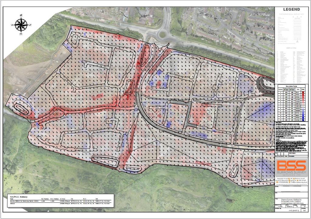 Topographic survey map with elevation data and contour lines.