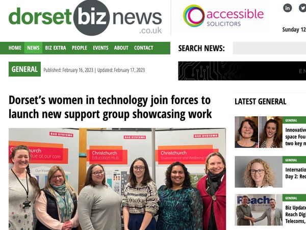 Dorset biz news article on women in tech dorset