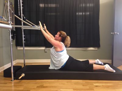 Christine on the Pilates Tower
