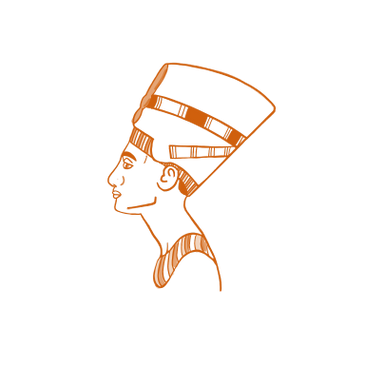 African statue profile in orange lining
