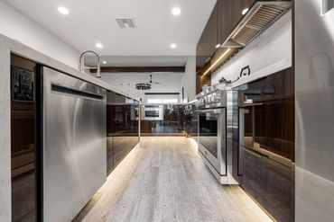Beautiful modern kitchen design with integrated custom cabinets with Olmo Gloss by Alvic