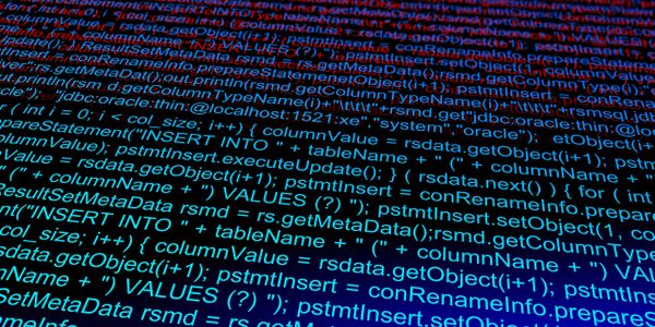 Close-up of colorful code on a computer screen.