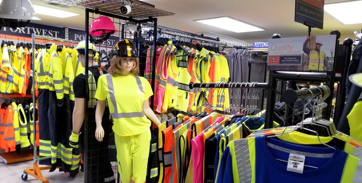 Safety vests shirts, pants, rain wear, coveralls, FR clothing, gloves, hats, boots, shoes  & jackets
