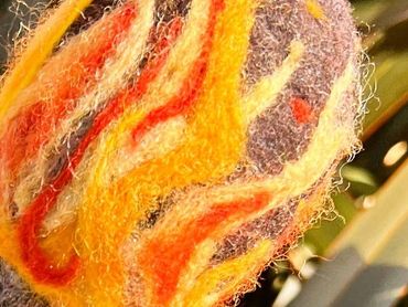 Zoomed in view of the felted flames