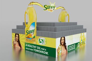 SUNNY OIL PALETTE WRAP DESIGN AND PRODUCTION, POINT OF PURCHASE, FSU, CREATIVE AGENCY, ACTIVATION