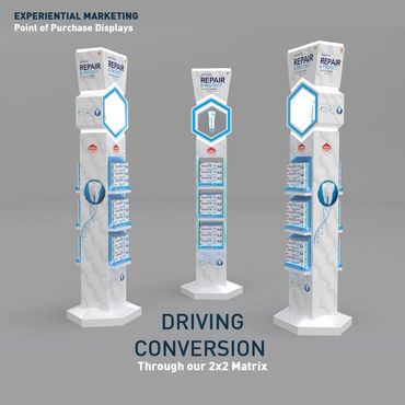 Sensodyne in-store experience and production, free-standing unit FSU, activation, on-shelf