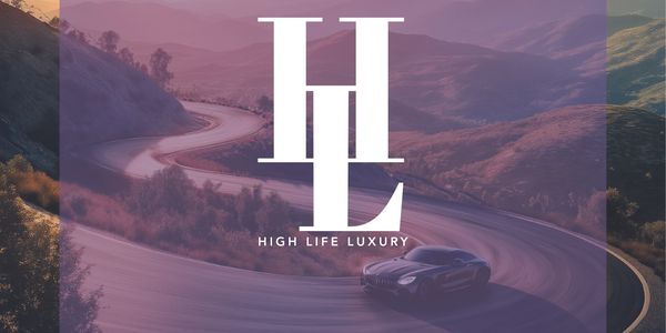 Black 2024 Car Rental Mercedes. Luxury Car rental driving up a hill.