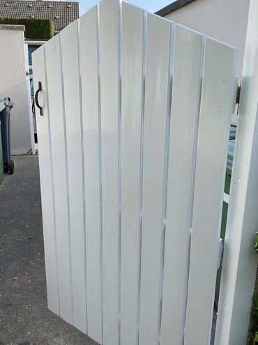 Gate repaired and painted white, Wells