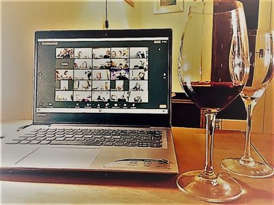 VINGIN zoom wine tasting where a corporate company is enjoying a wine tasting experience 