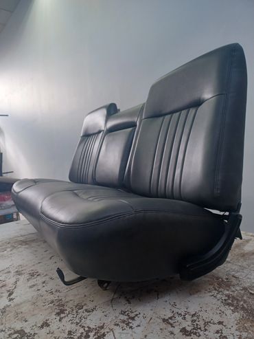 Landscaping truck bench seat repaired and reupholstered refurbished cushion