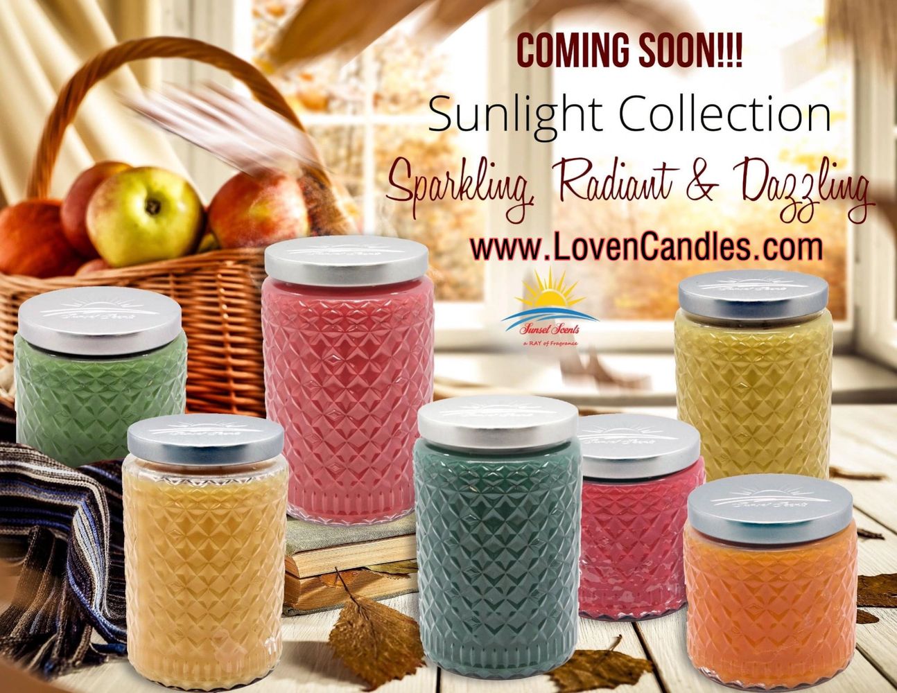 Sunset Scents LovenCandles Diamond Glass Jar Sunlight Collection Gold Canyon Candles "Sunset Scents"