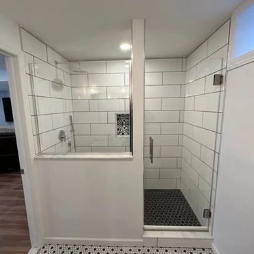 Full bathroom project in basement renovation