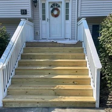 Newly installed deck staircase