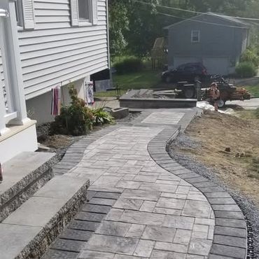 Completed mini stoop and paver stone walkway