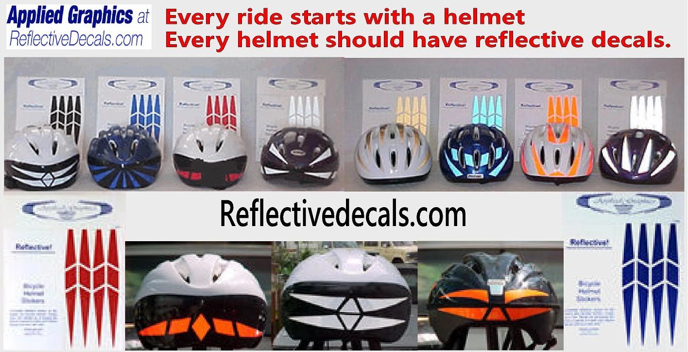 Bicycle helmet decals, reflective bicycle helmet kits, reflective stcikers for bicycle helmets, bicy