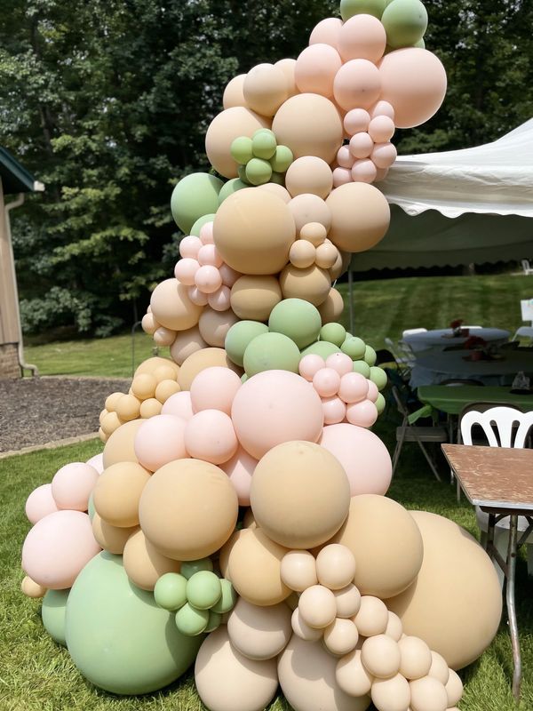 Boho Baby Shower Balloon Garland on tent
