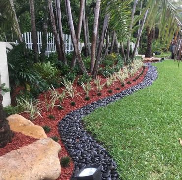 Landscaping with Decorative Stone edge and Mulch