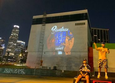 Coyote Wild Gobo Video Projection Downtown Los Angeles Blueface Yea Yea Ad