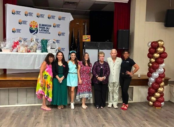 Group posing at Elmwood Park-NJ Latinos Association event.