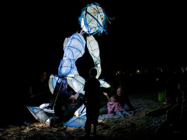 Spare Parts Puppet Theatre creating memories at Hearsons Cove on the last night of the REAF festiva
