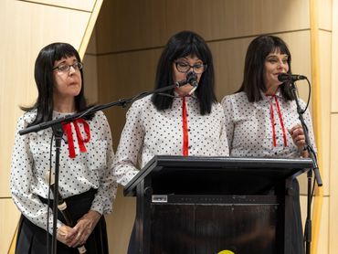The very unique and equally talented and funny Kransky Sisters opening the REAF Festival .
