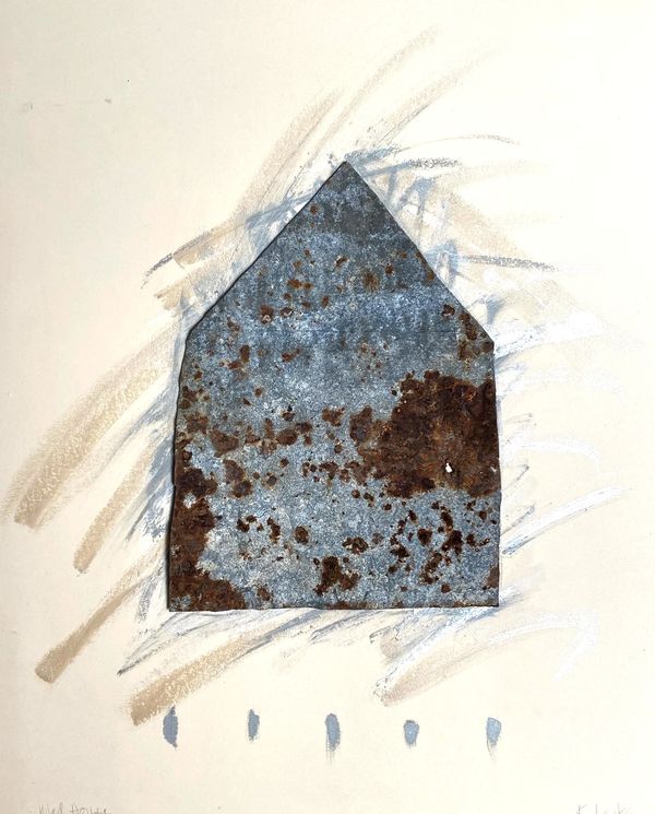 Paper, metal, oilstick