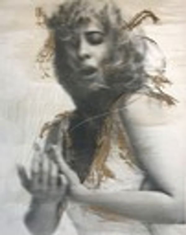 Manipulated photograph, paint, wax