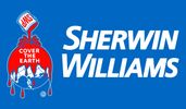 Sherwin-Williams logo with paint covering the Earth and slogan.