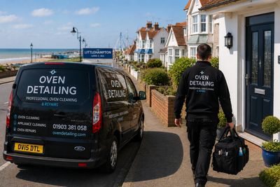 Oven Detailing van outside a Littlehampton before an oven cleaning visit