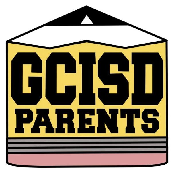 Logo with text 'GCISD PARENTS' on a stylized school building shape.