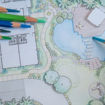 Full color design with auto cad program. Scale drawings of full landscape plans in full color.
