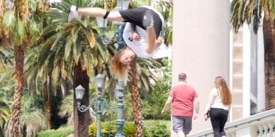 A person training for acrobatics
