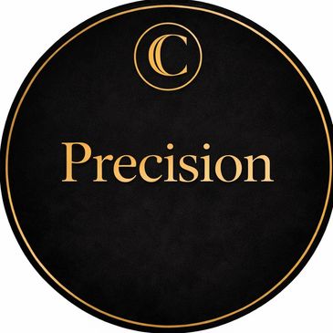Black circular badge with gold text 'Precision' and a stylized 'C' logo.