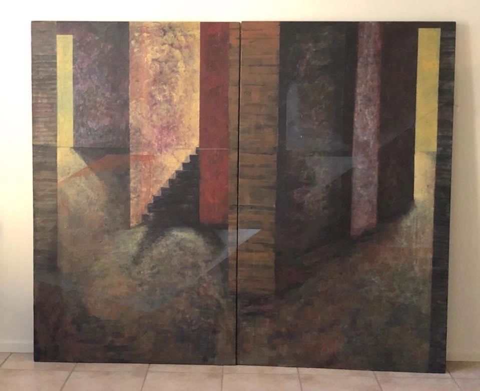 Attics of our Minds, 2001
Acrylic and oil on Panel. 80” X 96” (Diptych) 
$12,000.00
