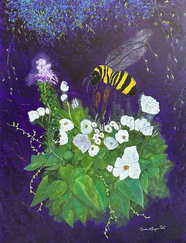 A small bee adds  Spring beauty.  Enjoy  small things today; let go of the ‘big’ things in the past.