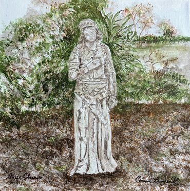 Queen Eleanor is located in the Garden Sanctuary. She is a donation from Steven Hickman.