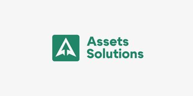 Logo of Assets Solutions with an arrow symbol in a green square.