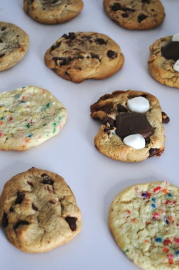 Cookie Line Up: Cookie Platters include S'mores cookies, Confetti Cookies, Classic Chocolate Chip