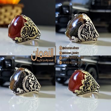 عقيق خواتم فضة رجالي صور