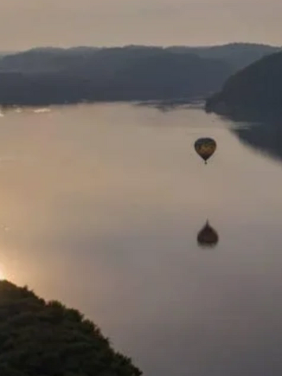 Balloon reflection over the river