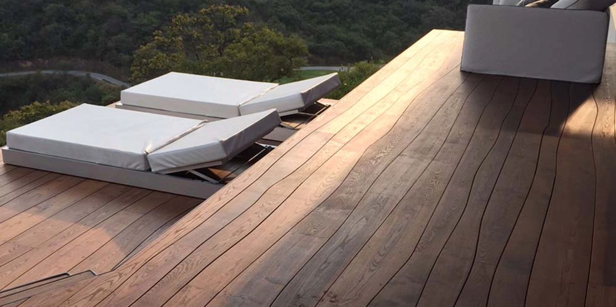 The curved shaped Thermo Ash deck will make your deck floor look natural!!