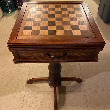 Custom Handmade Chess Table with Storage Drawers