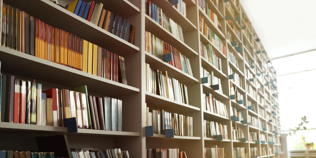 Library and shelf to reorganize the books.