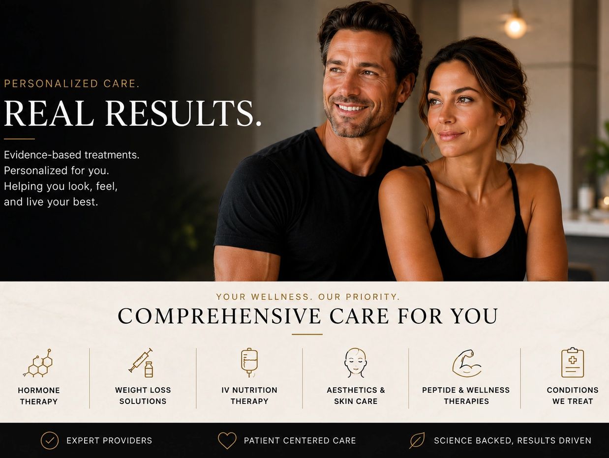 Smiling couple promoting personalized, evidence-based health treatments.