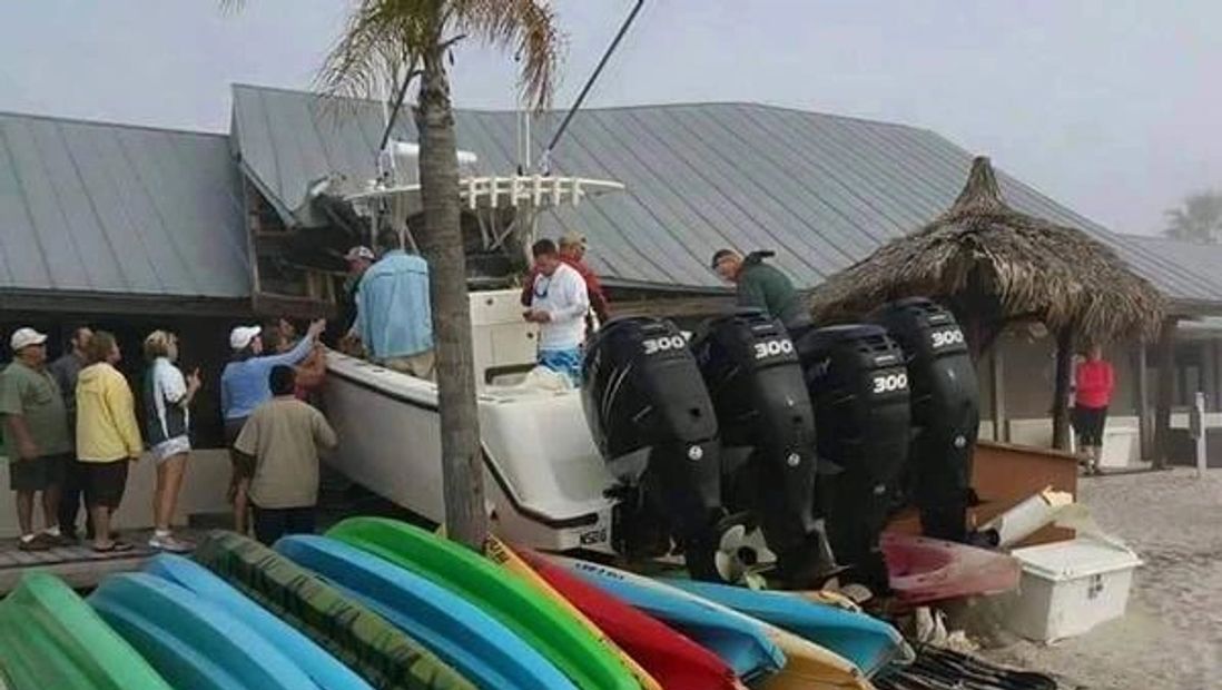 Power boat center console damage boat survey
