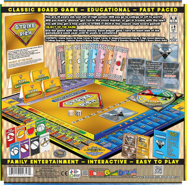 Strike It Rich back of the game box.