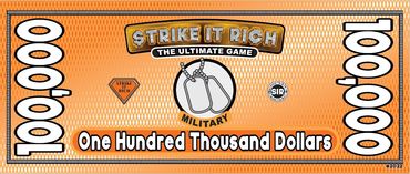 Photo of the Strike It Rich board game $100,000 play money.