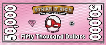 Photo of the Strike It Rich board game $50,000 play money.